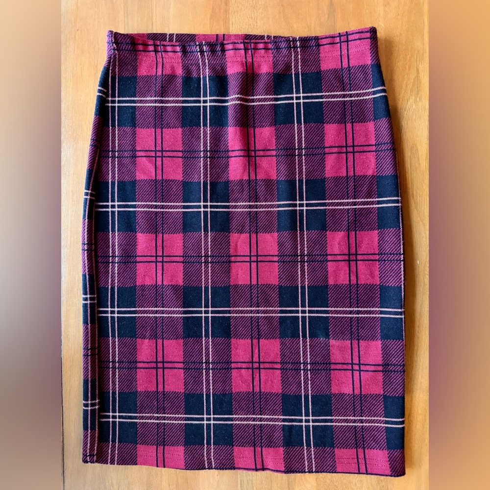 TopShop - Plaid Pencil Skirt - Red and Black